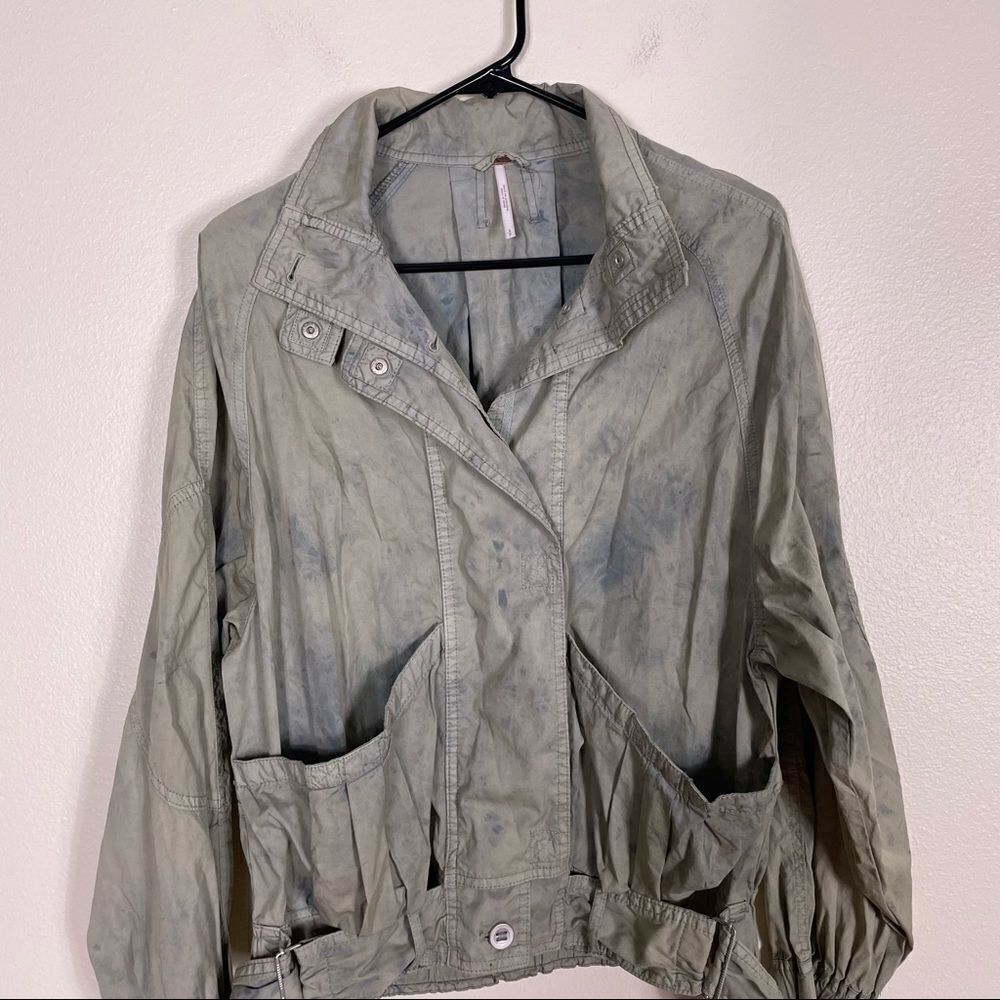 Free People Light Green‎ with Blue Tie Dye Parachute Jacket - Picture 4 of 12